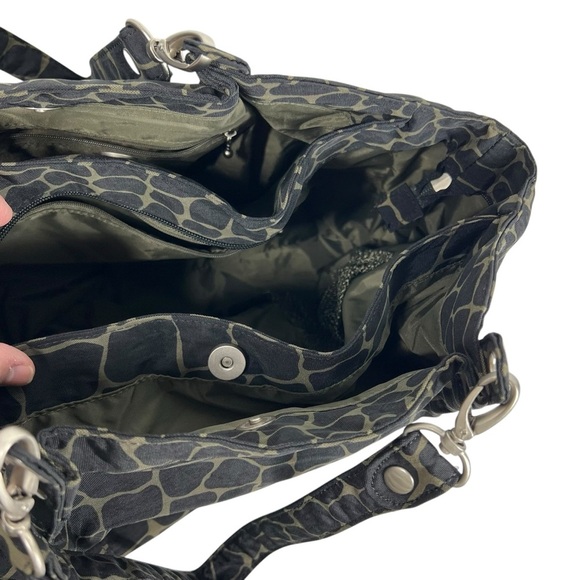 BAGGALLINI Black Cheetah Animal Print Nylon Tote with Silver Hardware - Picture 2 of 9